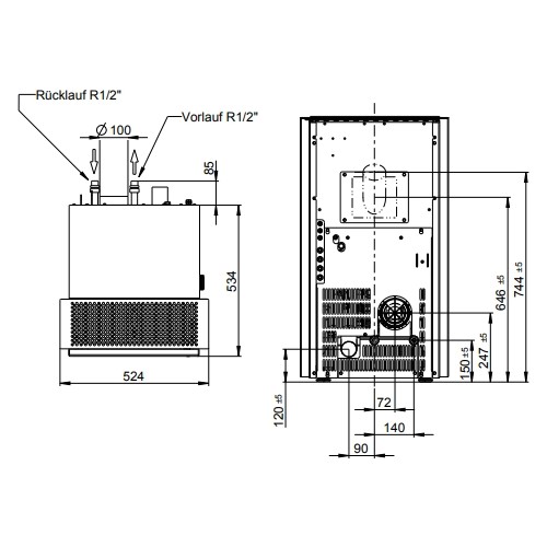 Poêle à granulés Wodtke Frank water+ 8/10 kW hydro
