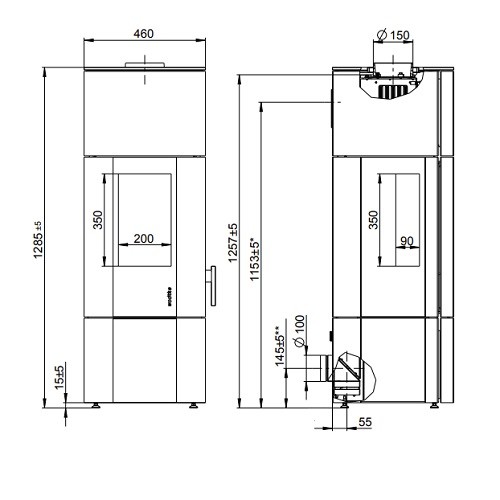 Poêle à bois Wodtke New Look F9 | 6 kW indépendant de l’air ambiant