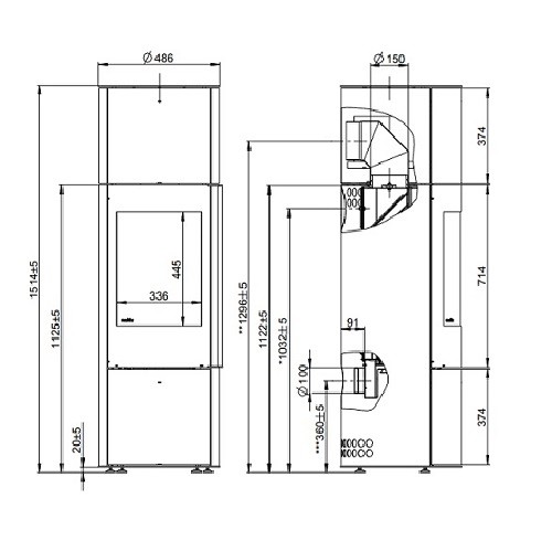 Poêle à bois Wodtke Spencer 7 kW indépendant de l’air ambiant