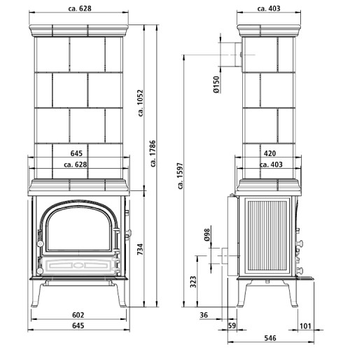 Poêle à bois Leda Antigua H 8 kW accumulateur de chaleur