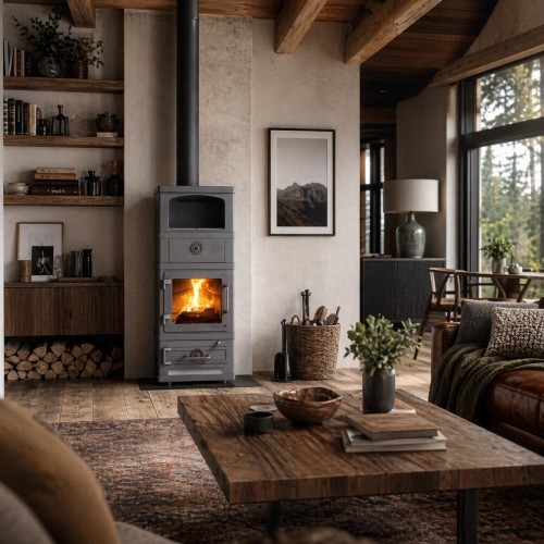 Poêle à bois Lotus 2060 | 8 kW avec compartiment chauffant