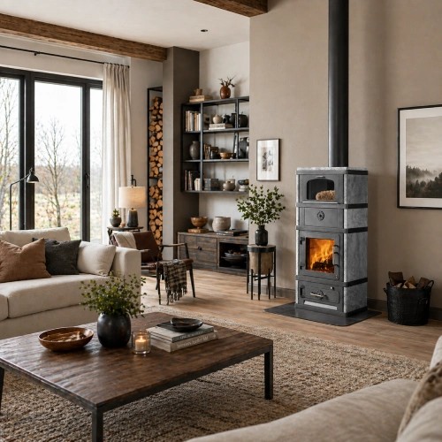 Poêle à bois Lotus 2080 | 8 kW avec compartiment chauffant