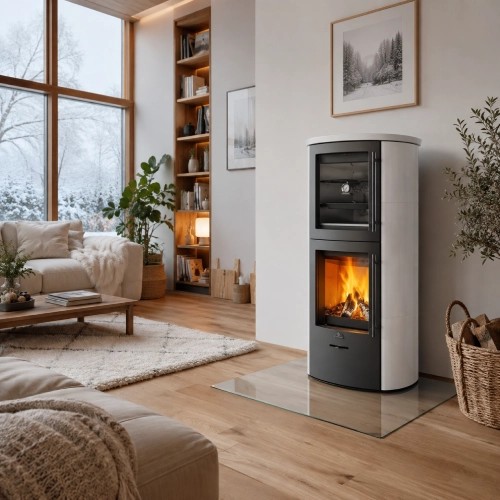 Poêle à bois Max Blank Rio BF Keramik 6,5 kW Compartiment de cuisson