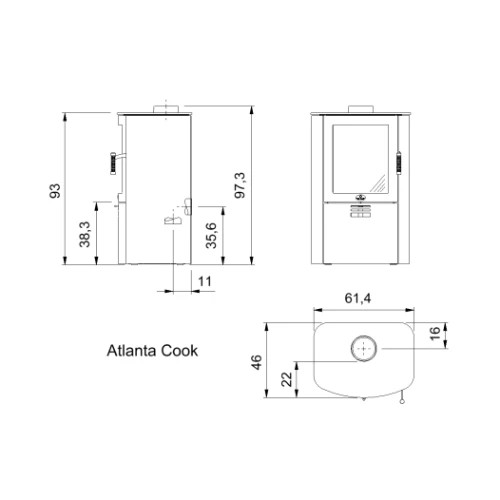 Poêle granulés Max Blank Atlanta Cook 7,9 kW
