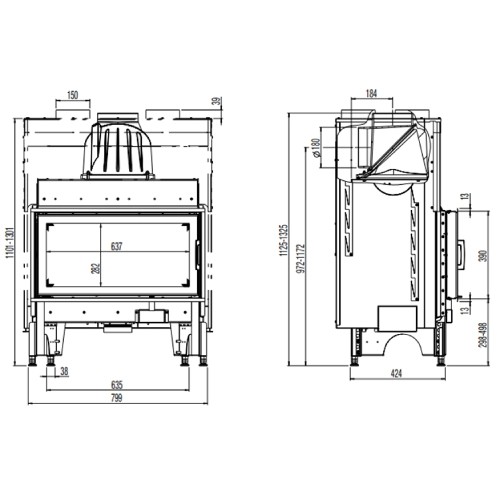 Insert bois Austroflamm 75K 2.0 | 10 kW porte pivotante