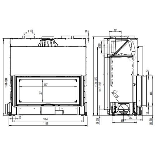 Insert bois Austroflamm 97S 2.0 | 11/12 kW porte coulissante