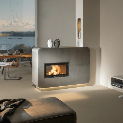 Insert bois Austroflamm 75SII 2.0 | 10/12 kW porte coulissante, traversée - tunnel