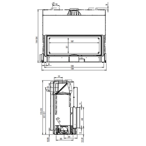 Insert bois Austroflamm 120x45 S 2.0 | 13 kW, porte coulissante