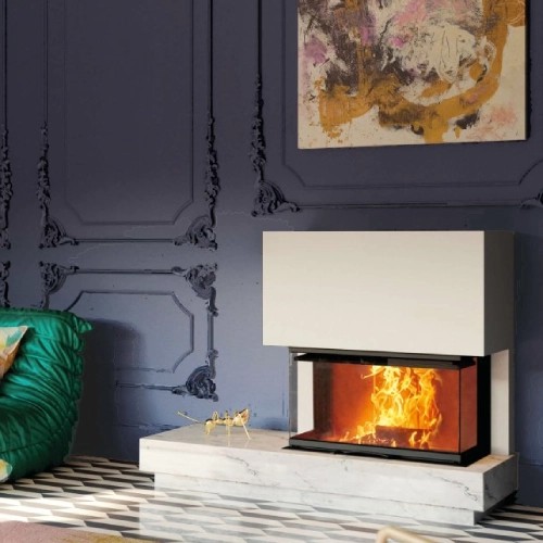 Insert bois Austroflamm 75x35x45 S3 2.0 | 10 kW, porte coulissante