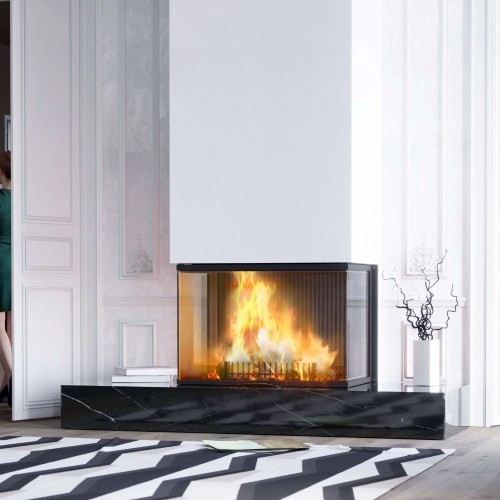 Insert bois Austroflamm Vuur Drie 80 | 15 kW, porte coulissante