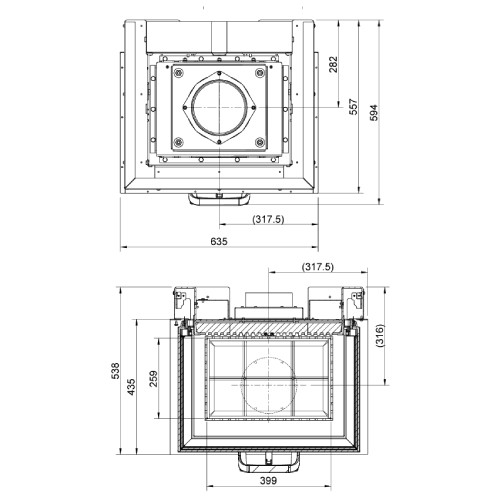 Insert bois Austroflamm Vuur Drie 60 | 12 kW, porte coulissante