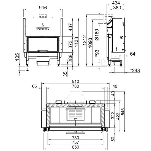Insert bois Spartherm Varia ASh 7 kW porte coulissante