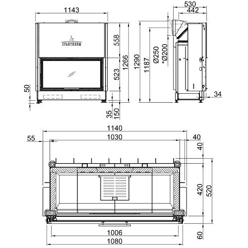 Insert bois Spartherm Varia Bh 10,4 kW porte coulissante