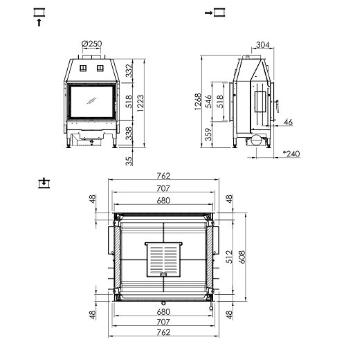 Insert bois Spartherm Varia FD 11,6 kW porte pivotante, tunnel