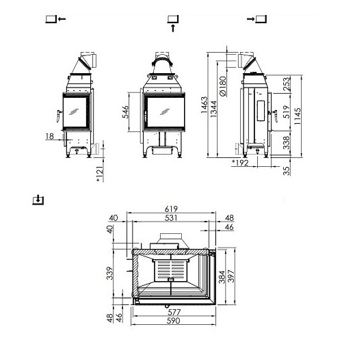 Insert bois Spartherm Varia 2R-55 7 kW porte pivotante