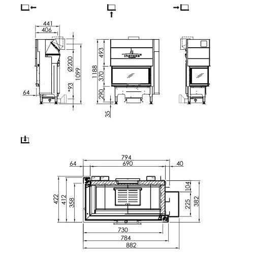 Insert bois Spartherm Varia AS-2Lh 7 kW porte coulissante