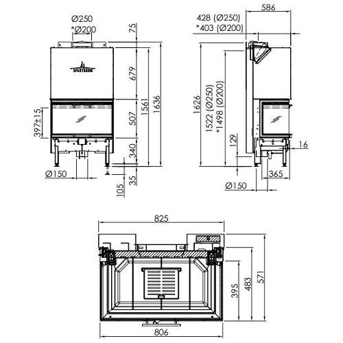 Insert bois Spartherm Arte 3RL-80h 11,4 kW porte coulissante