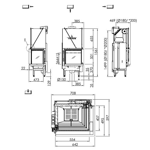 Insert bois Spartherm Premium V-2R-55h 7,9 kW