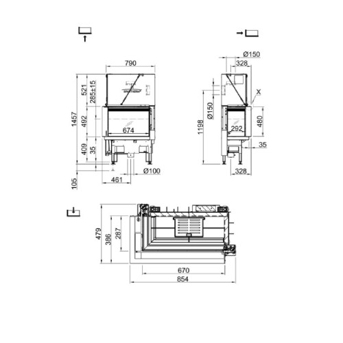 Insert bois Spartherm Lean 2L-70h 7,9 kW indépendant de l’air ambiant porte coulissante