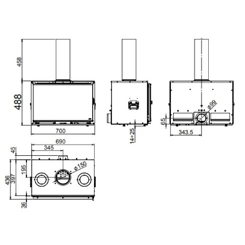 Insert bois MCZ INBOX 70 Wood 8,6 kW