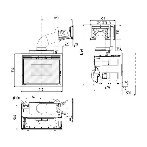 Insert cheminée à pellets MCZ VIVO 90 Hydro 16 M1 18 kW