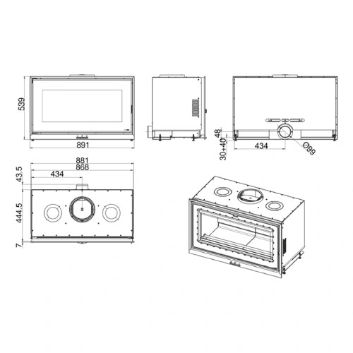 Insert bois MCZ VIVO 90 Wood 5S 9,8 kW