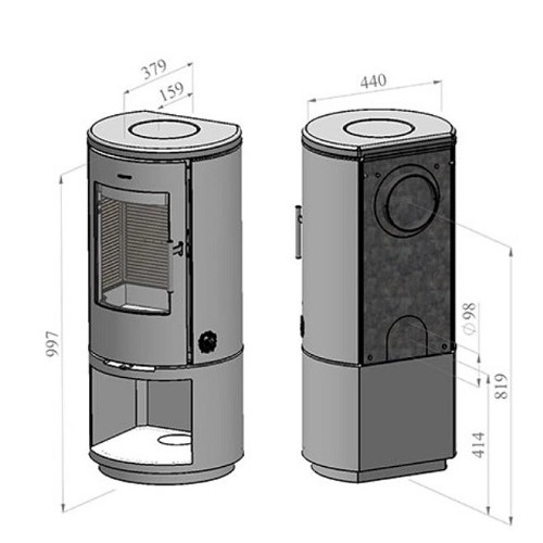 Poêle à bois Morsoe 7343 | 4,3 kW avec un compartiment pour ranger le bois