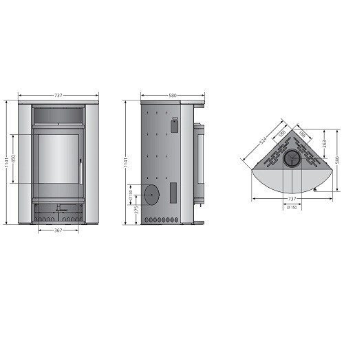 Poêle à bois Oranier Polar Eck 6,5 kW