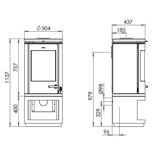 Poêle à bois Morsoe 7843 | 7,3 kW avec un compartiment pour ranger le bois