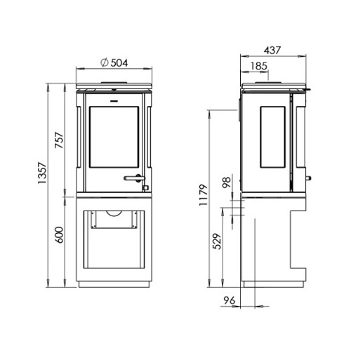Poêle à bois Morsoe 7993 | 7,3 kW avec un compartiment pour ranger le bois