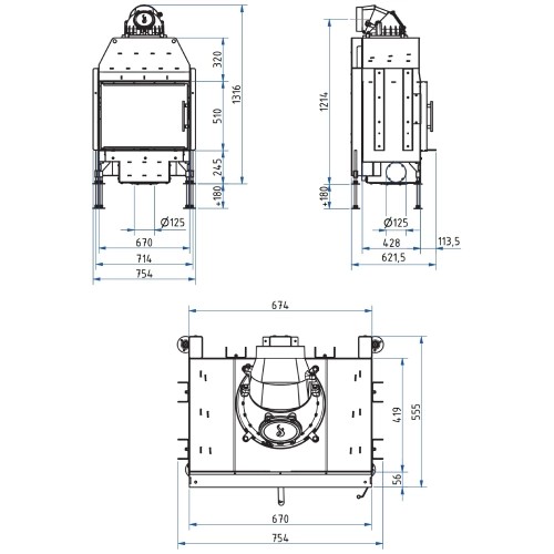 Insert bois SCHMID Lina 67 s evo 9 kW porte pivotante