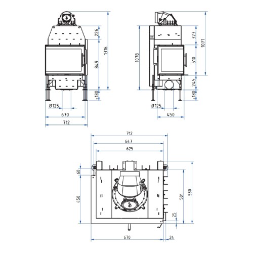 Insert bois SCHMID Ekko L 67(45) s evo 9 kW porte pivotante