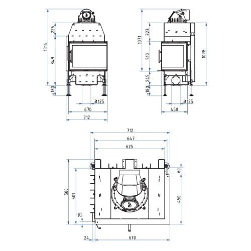 Insert bois SCHMID Ekko R 67(45) s evo 9 kW porte pivotante