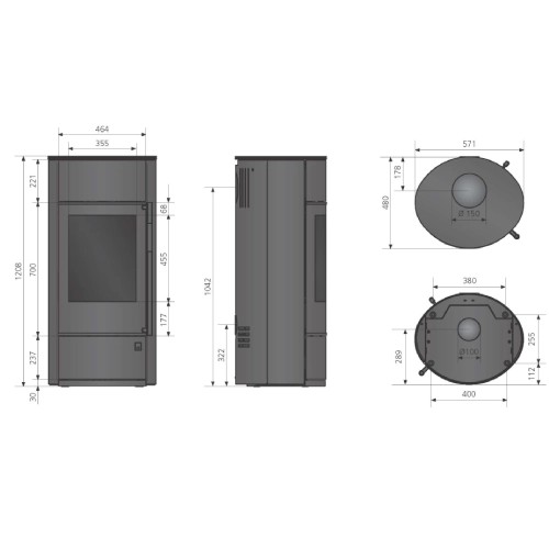 Poêle à bois Oranier Polar Neo W+ pureBLACK 6,5 kW