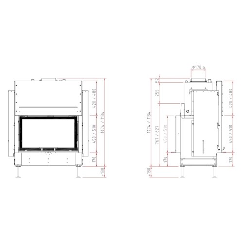 Insert bois SCHMID Lina W TV 73 h/s porte coulissante/porte pivotante, traversée 20 kW