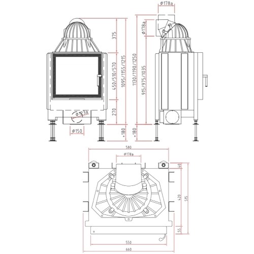 Insert bois SCHMID Lina 55 s 7 kW porte pivotante