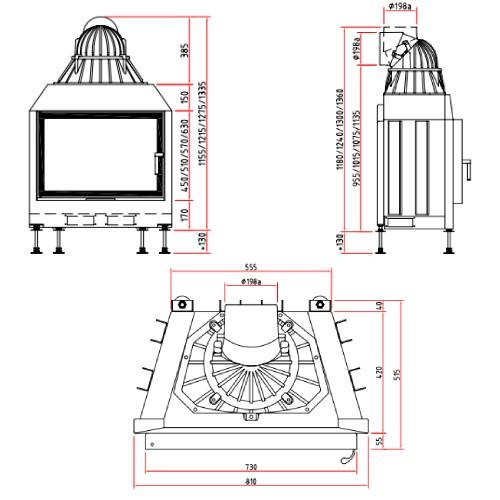 Insert bois SCHMID Lina 73 s porte pivotante 9 kW