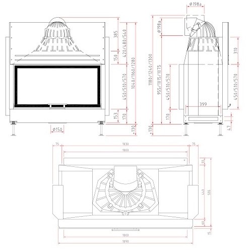 Insert bois SCHMID Lina TV 100 h/s porte coulissante/porte pivotante 10 kW