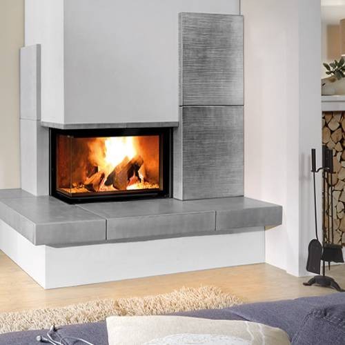 Insert bois SCHMID Ekko L 100(45) h – 9kW avec vitre en angle