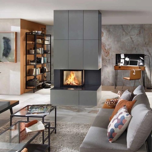 Insert bois SCHMID Ekko L 55(34) h – 7 kW avec vitre angulaire