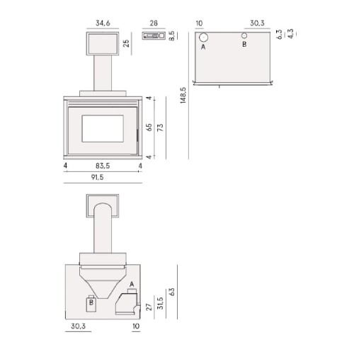 Insert à granulés Cadel Saturno 16 | 18 kW hydro