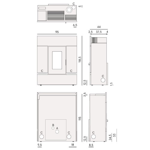 Poêle à granulés Cadel Mithos Plus 12 Ps 12 kW