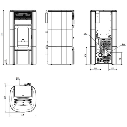 Poêle à granulés MCZ CLUB Hydromatic 18 M2+ 17,7 kW