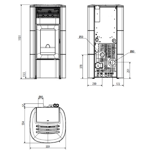 Poêle à granulés MCZ CLUB Hydromatic 24 M2+ 24,2 kW