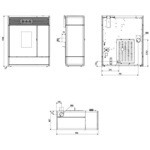 Poêle à granulés MCZ AKI Hydromatic 18 M2+ 17,7 kW