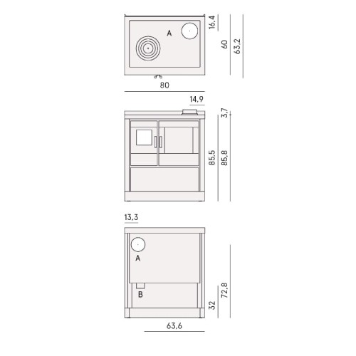 Cuisinière à bois Cadel Kook 80 | 7,5 kW