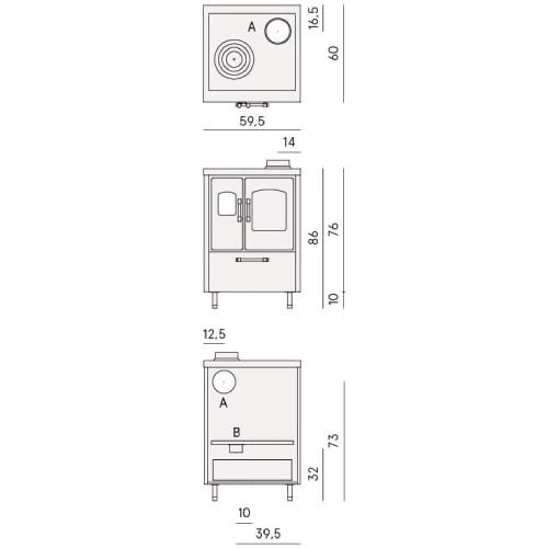 Cuisinière à bois Cadel Smart 60 | 6,5 kW