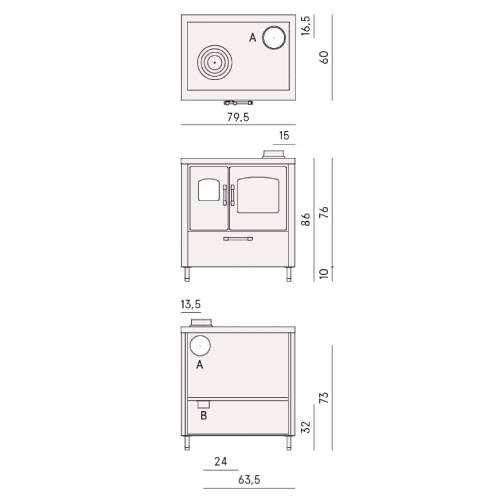 Cuisinière à bois Cadel Smart 80 | 7,5 kW