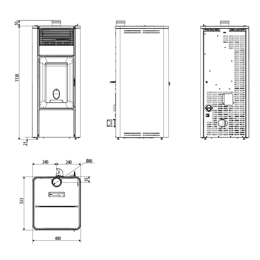 Poêle à granulés MCZ TEIA Comfort Air 10 UP! S2 10 kW
