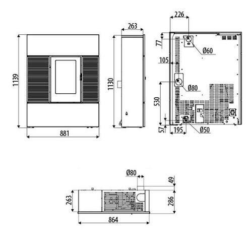 Poêle à granulés MCZ RAY Comfort Air 8 REAR M2 7,8 kW